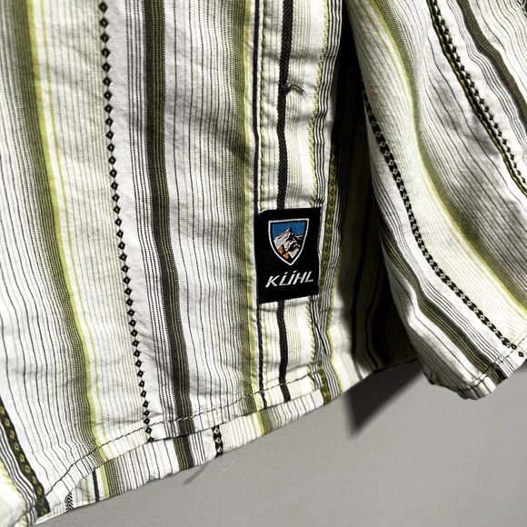 Kuhl Men's Button Down Casual Shirt Green Stripes Suncel Cotton Tencel - Picture 8 of 9